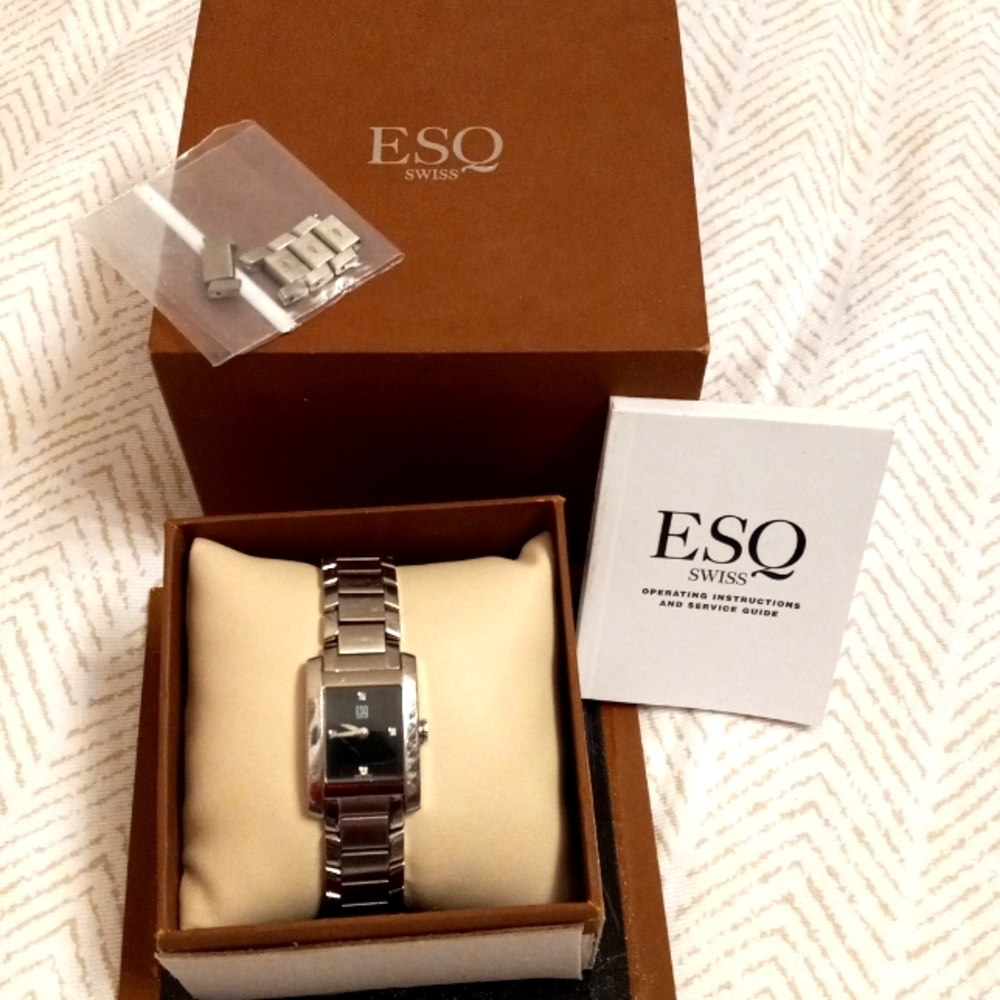 Movado / ESQ Silver diamond watch